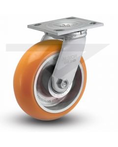 Albion 16 Series Swivel Caster - 4" x 2" Rounded Orange Polyurethane on Aluminum