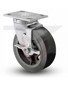 Albion 16 Series Swivel Caster - Face Brake - Rubber on Iron 5" x 2"