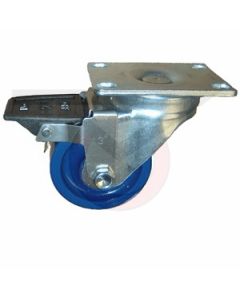 Swivel Brake Caster - 4" x 1-1/4" Solid Polyurethane - Small Plate