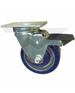 Swivel Brake Caster - 4" x 1-1/4" Polyurethane on Aluminum - Small Plate