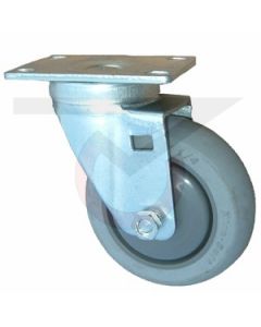 Stainless Steel Swivel Caster - 5" x 1-1/4" Gray Rubber - Plate Mount