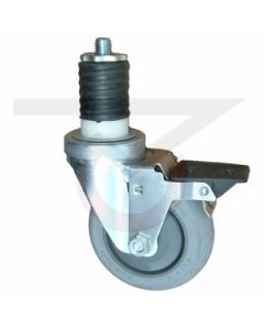 Swivel Caster with Brake - 7/8" Expanding Stem - 3" Gray Rubber