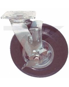 Swivel Brake Caster - 6" x 2" Flat Free Wheel - Large Plate