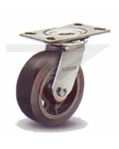 62 Series Swivel Caster - Rubber on Iron 4" x 2"
