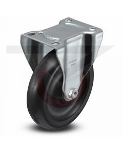 Rigid Caster - 5" x 1-1/4" Hard Rubber - Large Plate
