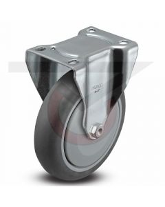 Rigid Caster - 3" x 1-1/4" Gray Rubber - Small Plate