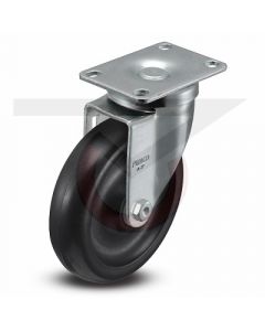 Swivel Caster - 5" x 1-1/4" Soft Rubber - Small Plate