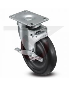 Swivel Brake Caster - 3" x 1-1/4" Soft Rubber - Large Plate