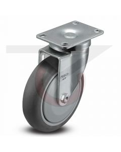 Swivel Caster - 4" x 1-1/4" Gray Rubber - Large Plate