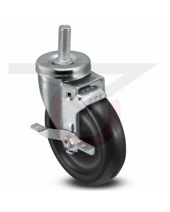 Swivel Caster with Brake - 1/2"-13 x 1-1/2" Threaded Stem - 5" Phenolic