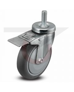 Total Lock Caster - 1/2"-13 x 1-1/2" Threaded Stem - 5" Gray Rubber