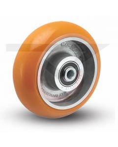 Orange Polyurethane on Aluminum Wheel - 4" x 2" ROUND TREAD