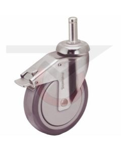 Chrome Total Lock Caster - 7/16" Grip Ring Stem - 3" Gray Rubber