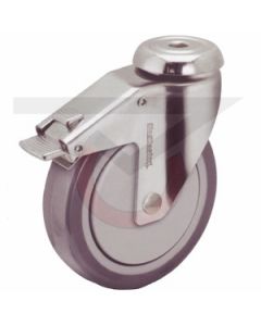 Chrome Total Lock Caster - Hollow Kingpin - 3" Gray Rubber