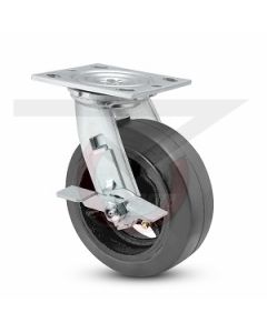 Economy Swivel Caster - Brake - Rubber on Iron 8" x 2"