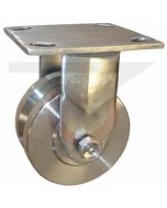 Stainless Steel Rigid Caster - 4" x 2" Stainless V-Groove
