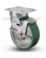 Kingpinless Swivel Caster - Brake - 6" x 2" Polyurethane on Iron