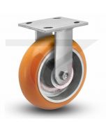 Ergonomic Rigid Caster - 4" x 2" Rounded Orange Polyurethane on Aluminum