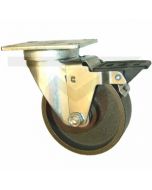 Swivel Brake Caster - 3-1/2" x 1-1/4" Cast Iron - Small Plate