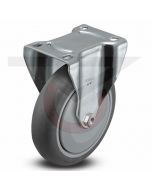 Rigid Caster - 3-1/2" x 1-1/4" Gray Rubber - Small Plate