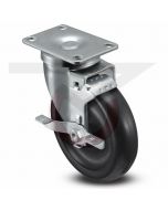 Swivel Brake Caster - 3-1/2" x 1-1/4" Soft Rubber - Large Plate