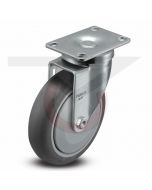 Swivel Caster - 3-1/2" x 1-1/4" Gray Rubber - Large Plate