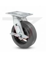 Economy Swivel Caster - Brake - Rubber on Iron 6" x 2"